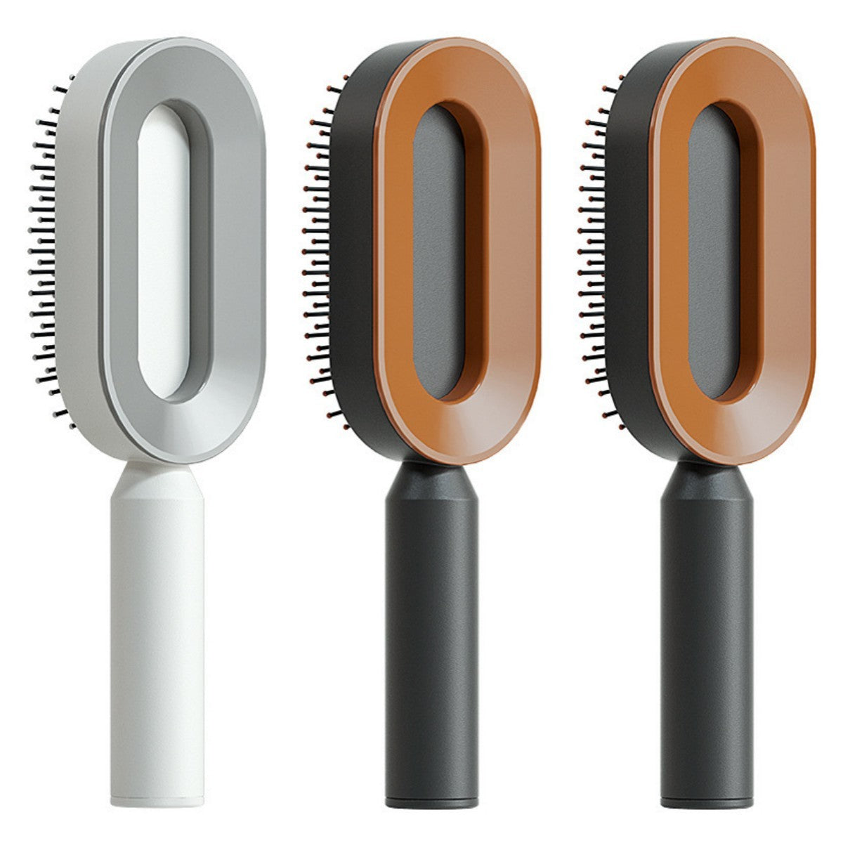 One Click Push Button Self Cleaning Hair Brush