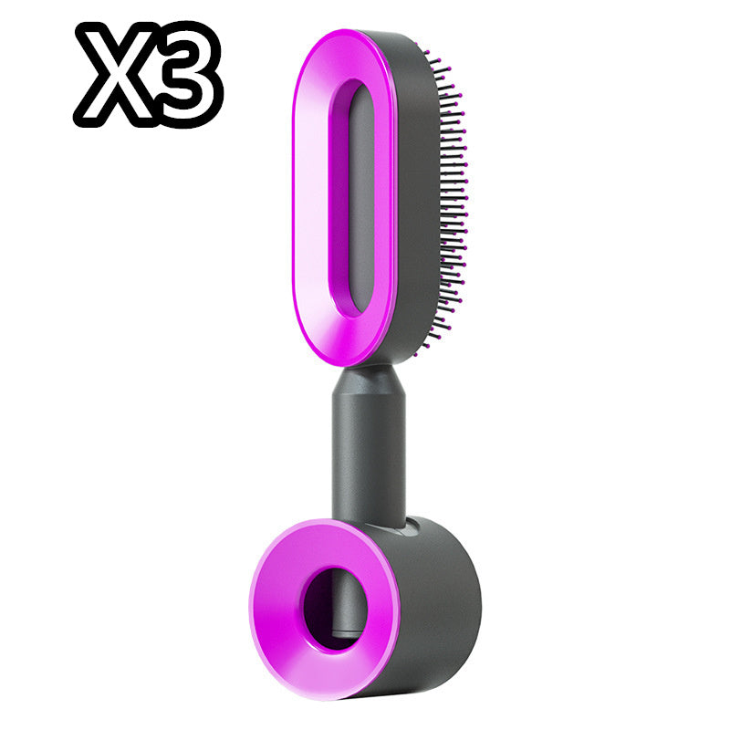 One Click Push Button Self Cleaning Hair Brush