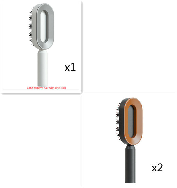 One Click Push Button Self Cleaning Hair Brush