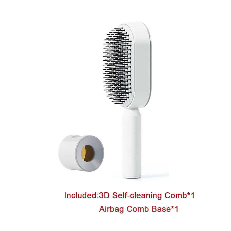 One Click Push Button Self Cleaning Hair Brush