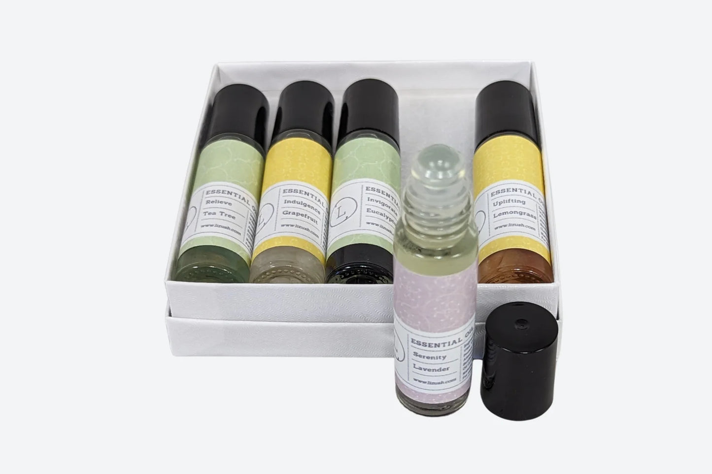 Set of Essential Oils Roll-On with Crystals and CBD (THC free)