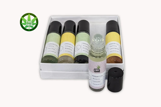 Set of Essential Oils Roll-On with Crystals and CBD (THC free)