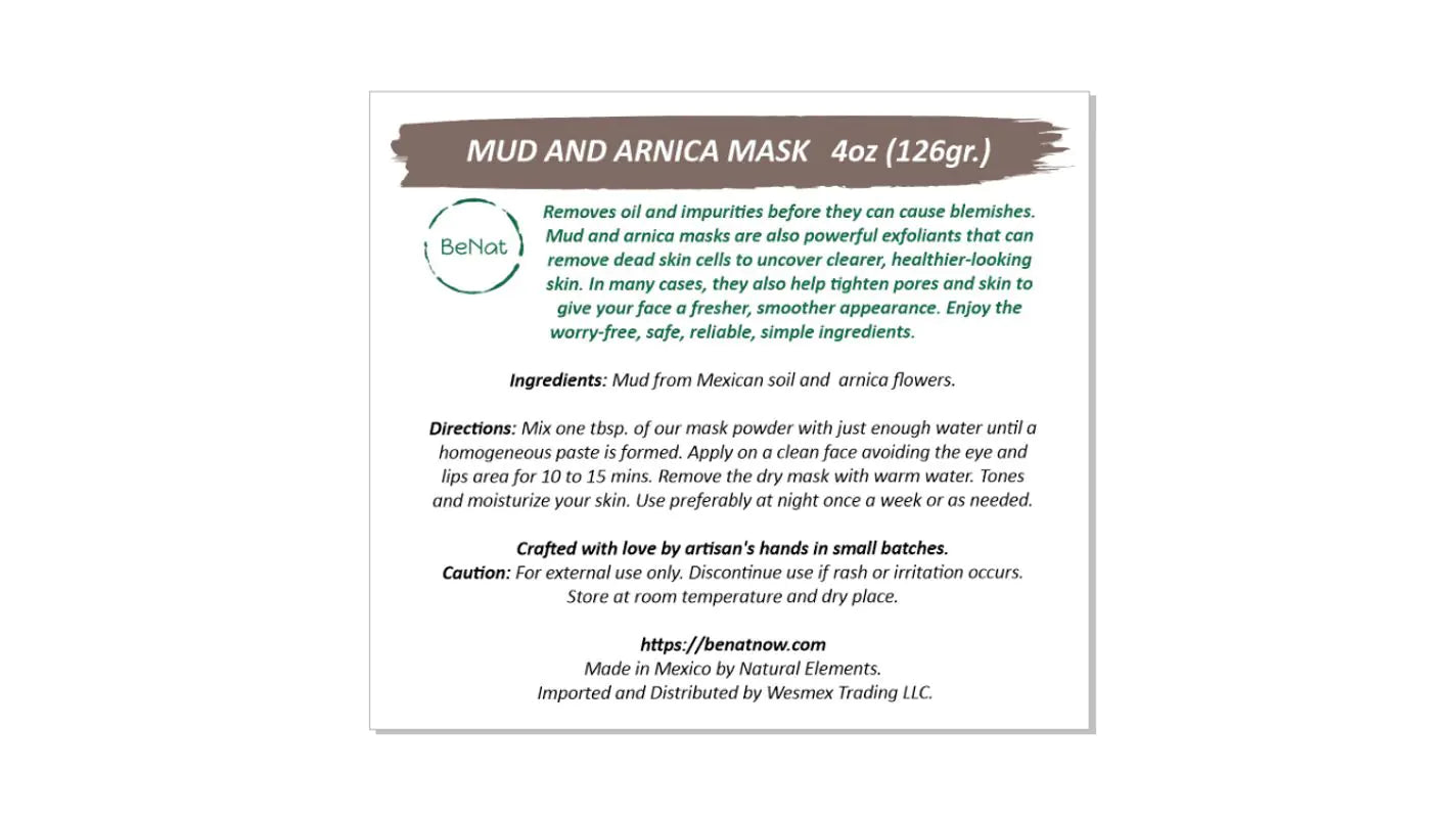 BeNat Mud and Arnica Mask