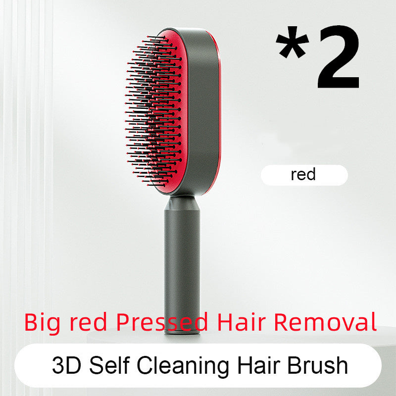 One Click Push Button Self Cleaning Hair Brush