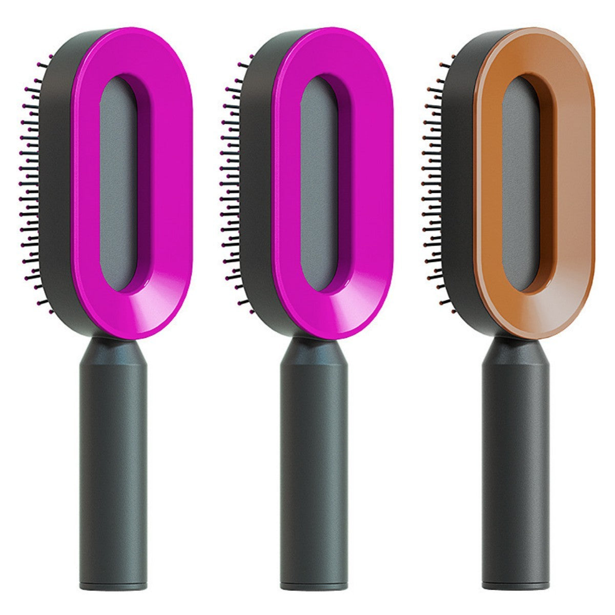 One Click Push Button Self Cleaning Hair Brush