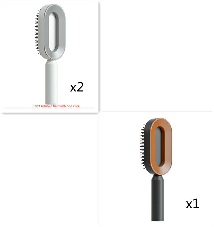 One Click Push Button Self Cleaning Hair Brush