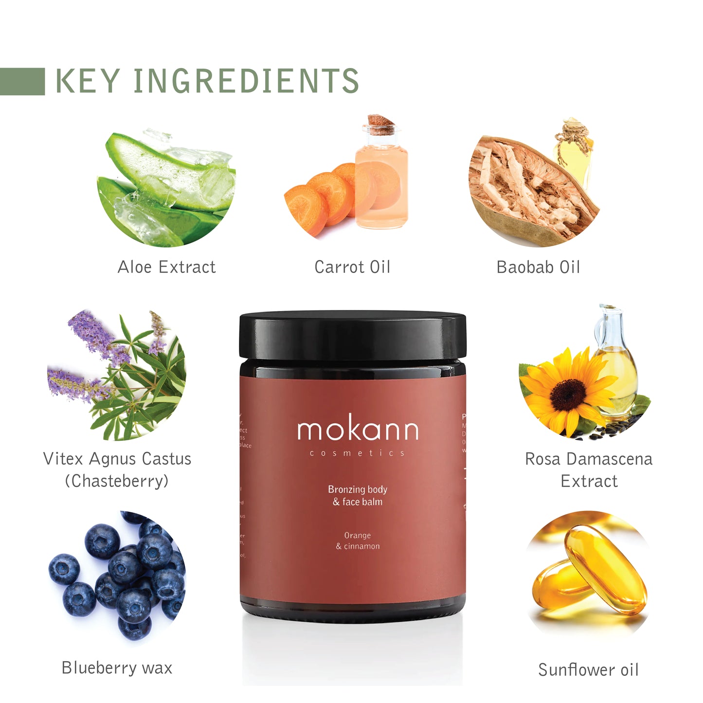 Mokann Bronzing Body and Face Balm Orange & Cinnamon.