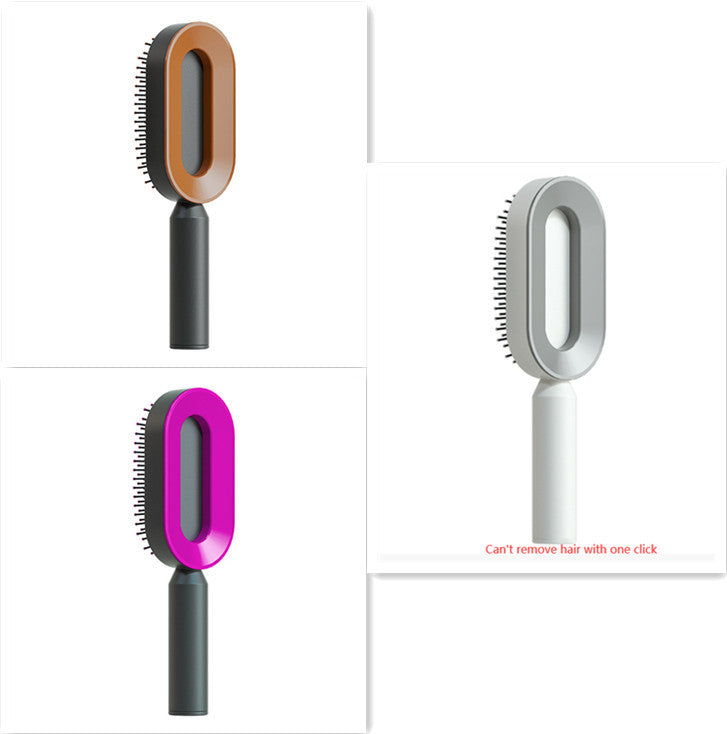 One Click Push Button Self Cleaning Hair Brush