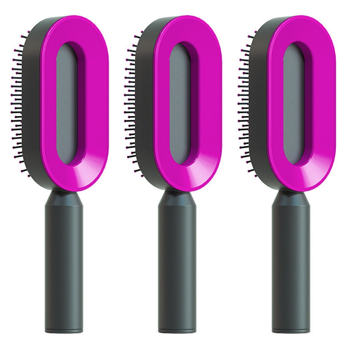 One Click Push Button Self Cleaning Hair Brush