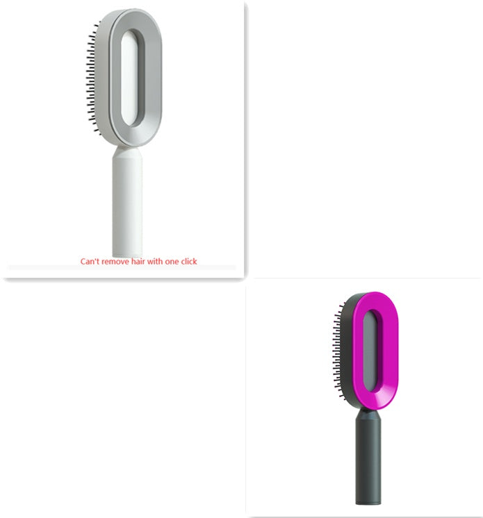 One Click Push Button Self Cleaning Hair Brush