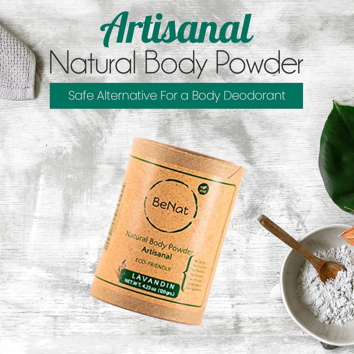 BeNat All-Natural Body Powder. Eco-Friendly.