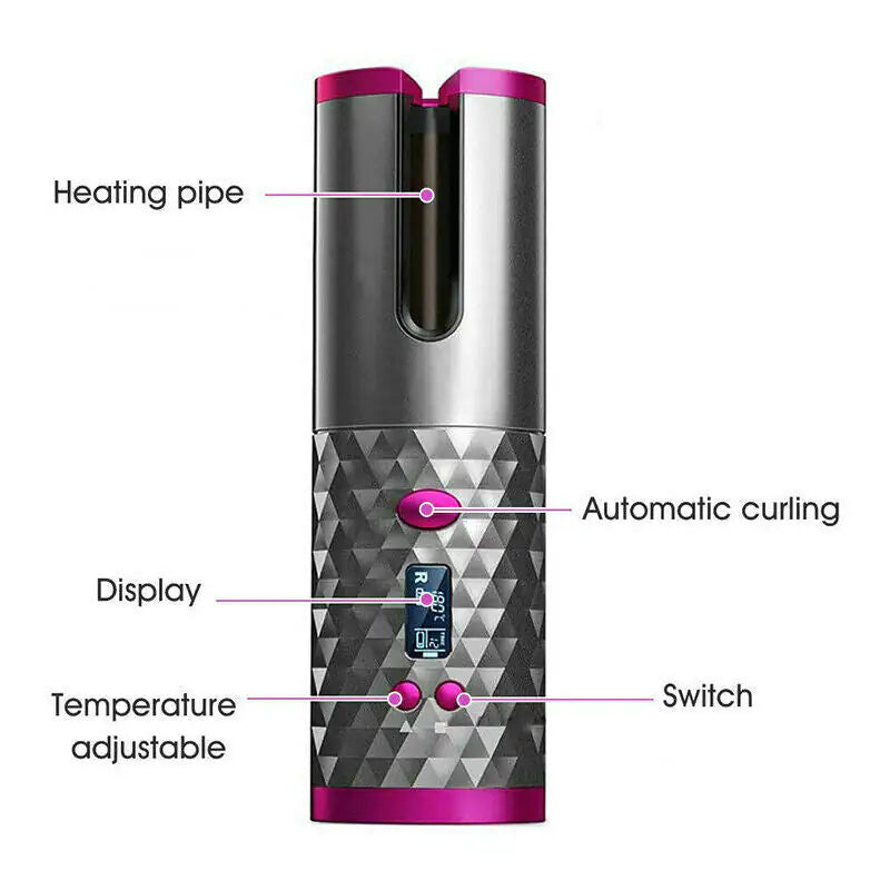 Wireless Ceramic Auto Rotating Hair Curler