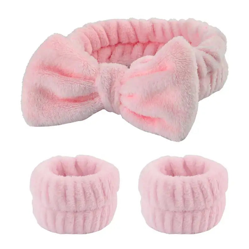 Plush Bow Hair & Wristband Set