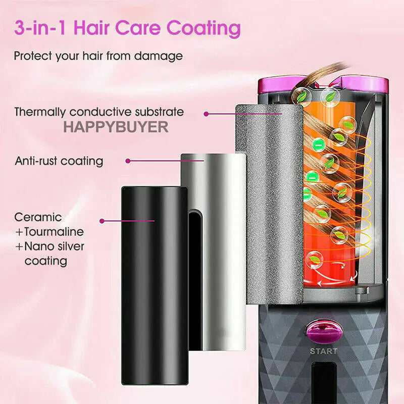 Wireless Ceramic Auto Rotating Hair Curler