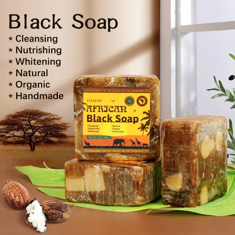 2 Handmade African Black Soap Duo